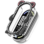 Cassa ibrida in metallo PC cava con copertura parziale in diamanti e orso., For Xiaomi Mi Band 8 / 8 NFC, For Xiaomi Smart Band 10 / 10 NFC, For Xiaomi Smart Band 9 / 9 NFC