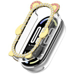 Cassa ibrida in metallo PC cava con copertura parziale in diamanti e orso., For Xiaomi Mi Band 8 / 8 NFC, For Xiaomi Smart Band 10 / 10 NFC, For Xiaomi Smart Band 9 / 9 NFC