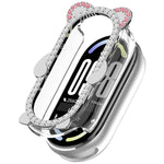 Cassa ibrida in metallo PC cava con copertura parziale in diamanti e orso., For Xiaomi Mi Band 8 / 8 NFC, For Xiaomi Smart Band 10 / 10 NFC, For Xiaomi Smart Band 9 / 9 NFC