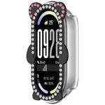Cassa ibrida in metallo PC cava con copertura parziale in diamanti e orso., For Xiaomi Mi Band 8 / 8 NFC, For Xiaomi Smart Band 10 / 10 NFC, For Xiaomi Smart Band 9 / 9 NFC