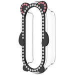 Cassa ibrida in metallo PC cava con copertura parziale in diamanti e orso., For Xiaomi Mi Band 8 / 8 NFC, For Xiaomi Smart Band 10 / 10 NFC, For Xiaomi Smart Band 9 / 9 NFC