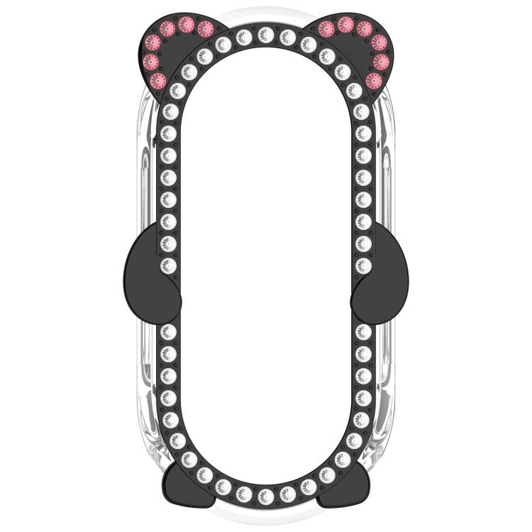 Cassa ibrida in metallo PC cava con copertura parziale in diamanti e orso., For Xiaomi Mi Band 8 / 8 NFC, For Xiaomi Smart Band 10 / 10 NFC, For Xiaomi Smart Band 9 / 9 NFC