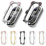 Cassa ibrida in metallo PC cava con copertura parziale in diamanti e orso., For Xiaomi Mi Band 8 / 8 NFC, For Xiaomi Smart Band 10 / 10 NFC, For Xiaomi Smart Band 9 / 9 NFC
