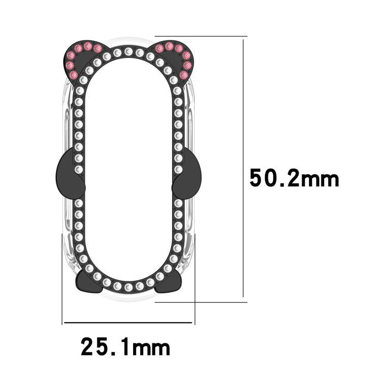 Cassa ibrida in metallo PC cava con copertura parziale in diamanti e orso., For Xiaomi Mi Band 8 / 8 NFC, For Xiaomi Smart Band 10 / 10 NFC, For Xiaomi Smart Band 9 / 9 NFC