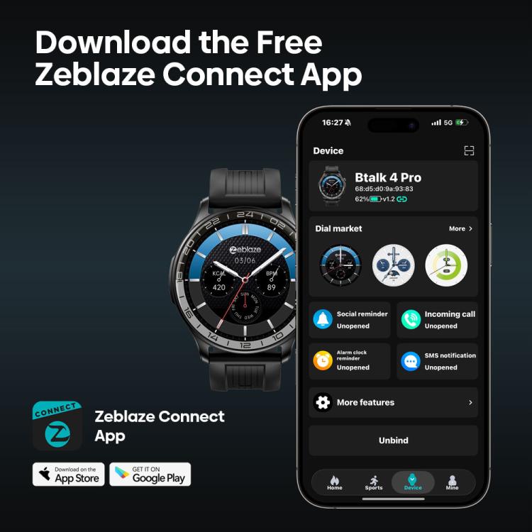 Zeblaze Btalk 4 Pro, smartwatch per fitness e benessere con schermo AMOLED da 1,43 pollici.