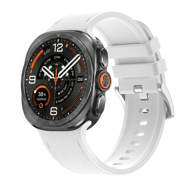 Cinturino per orologio ibrido in silicone e pelle vegana, tinta unita., For Galaxy Watch Ultra2 2026 / 2025 / 1 2024