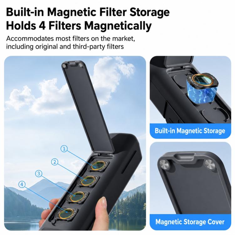 Copertura protettiva antiurto Xasurg con contenitore per filtro., For DJI Osmo Pocket 4 / 3