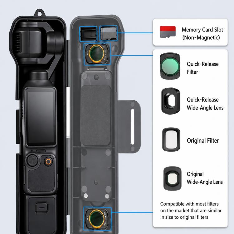 Copertura protettiva antiurto Xasurg con contenitore per filtro., For DJI Osmo Pocket 4 / 3