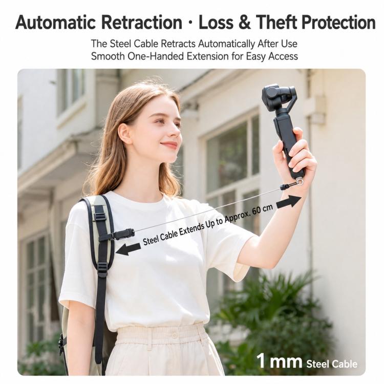 Clip magnetica retrattile per zaino per Insta360 Luna e DJI Pocket 4P / 4 / 3