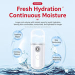 Vaporizzatore facciale portatile a nebulizzazione nano, umidificatore per la bellezza del viso a spruzzo freddo.