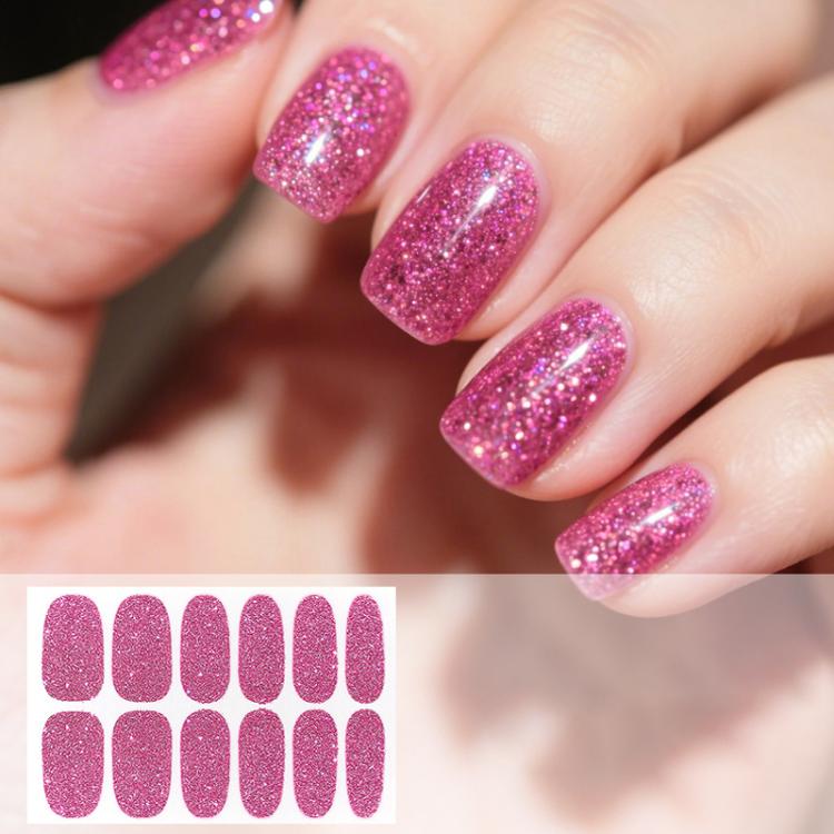 12 adesivi per unghie glitterati impermeabili a tinta unita per foglio