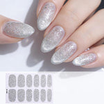 12 adesivi per unghie glitterati impermeabili a tinta unita per foglio
