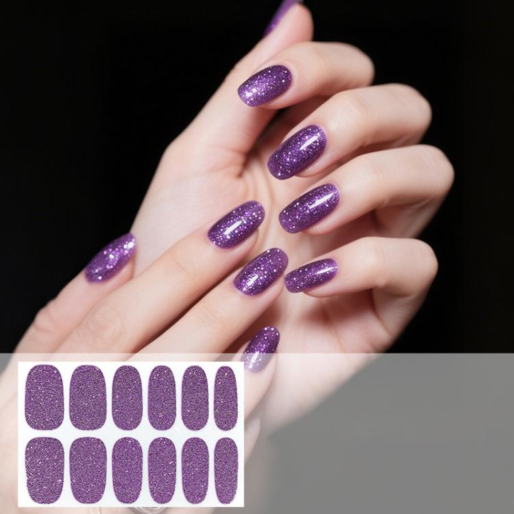 12 adesivi per unghie glitterati impermeabili a tinta unita per foglio