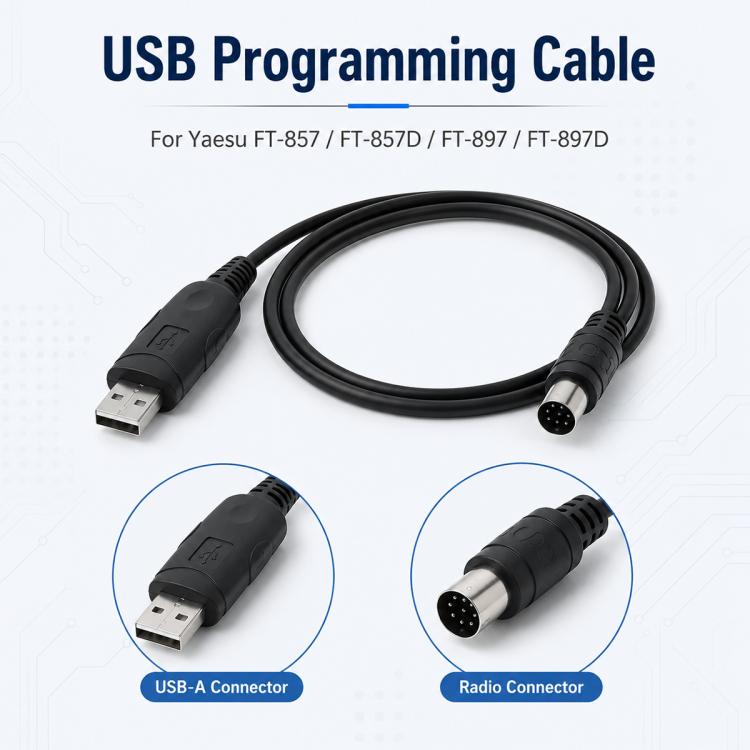Cavo di programmazione da USB a ricetrasmettitore radio mobile per auto CT-62, For Yaesu FT-897 / FT-897D