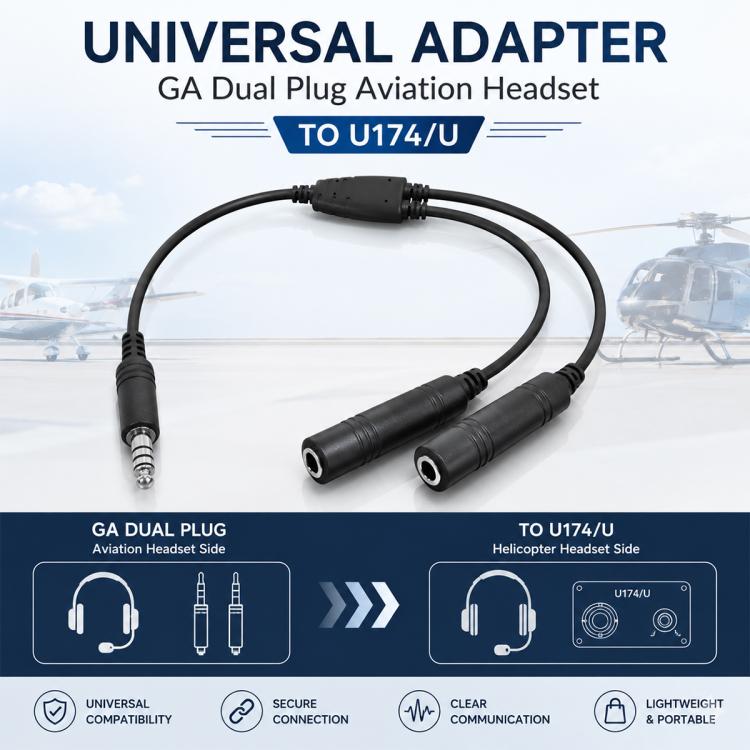 Adattatore per auricolari da elicottero da 7,1 mm GA Dual Plug a U174U