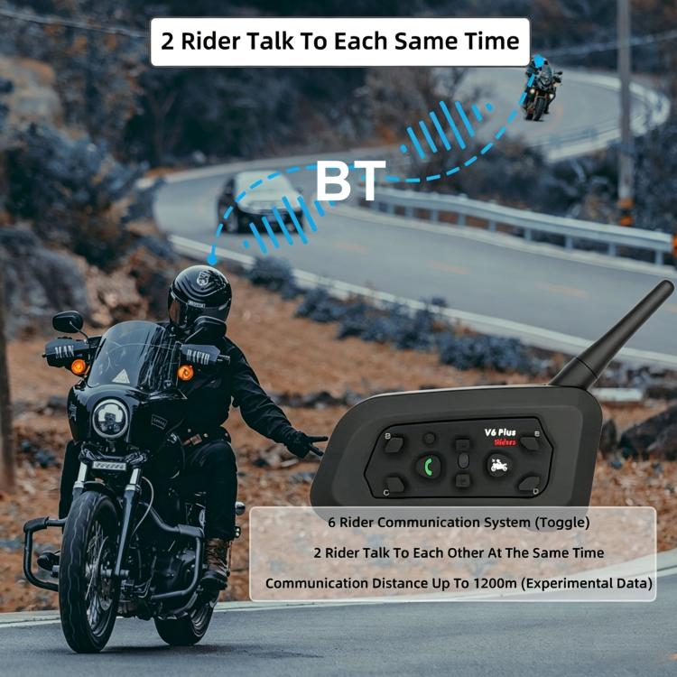 Auricolare Bluetooth per casco da moto V6 Pro con supporto per interfono impermeabile in tempo reale, Single, 1 Pair