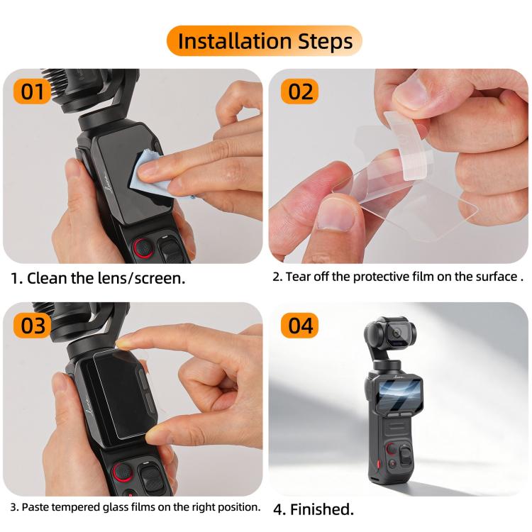 Pellicola protettiva in vetro temperato per Insta360 Luna Pro