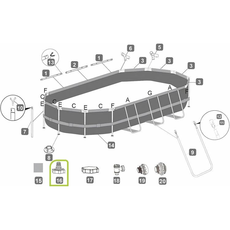 Adattatore per tubo da piscina P6H1419