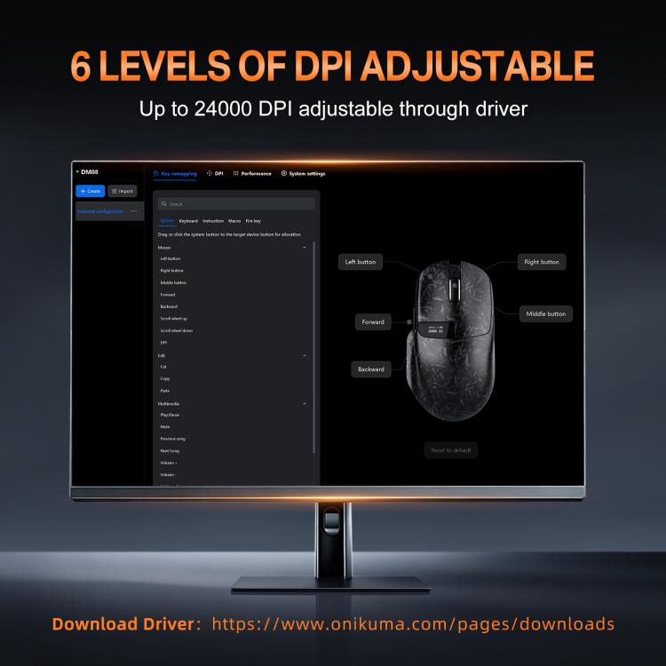 Mouse da gioco ONIKUMA DM08 in fibra di carbonio composita