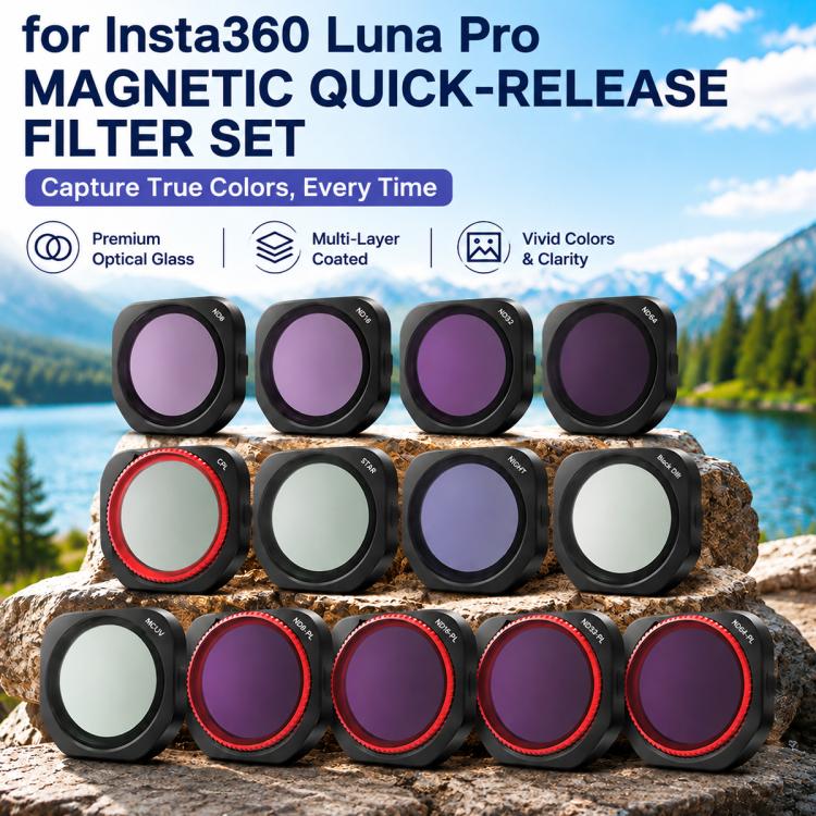Filtro magnetico a sgancio rapido per obiettivo Insta360 Luna Pro, 8 in 1 Mixed Filter, 12 in 1 Mixed Filter