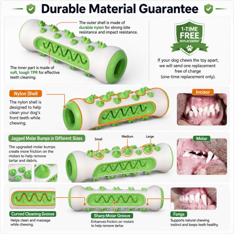 Giocattolo per cani a forma di osso masticabile, con guscio grigio rinforzato, ideale per la dentizione.