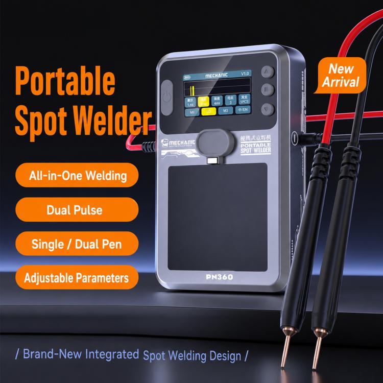 Saldatrice a punti a batteria portatile MECHANIC PN360 manuale/automatica a doppio impulso con display digitale., MECHANIC PN360