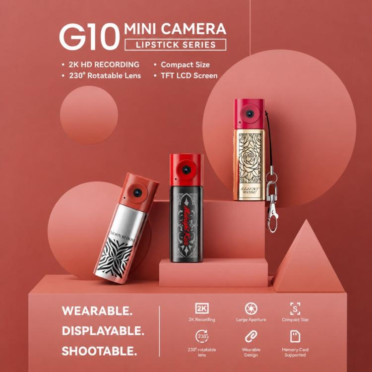 Mini fotocamera a pollice G10 in stile rossetto con registrazione 2K