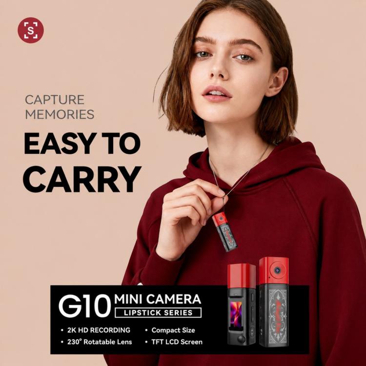 Mini fotocamera a pollice G10 in stile rossetto con registrazione 2K