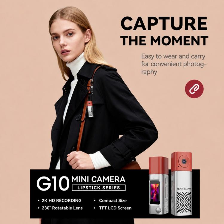 Mini fotocamera a pollice G10 in stile rossetto con registrazione 2K