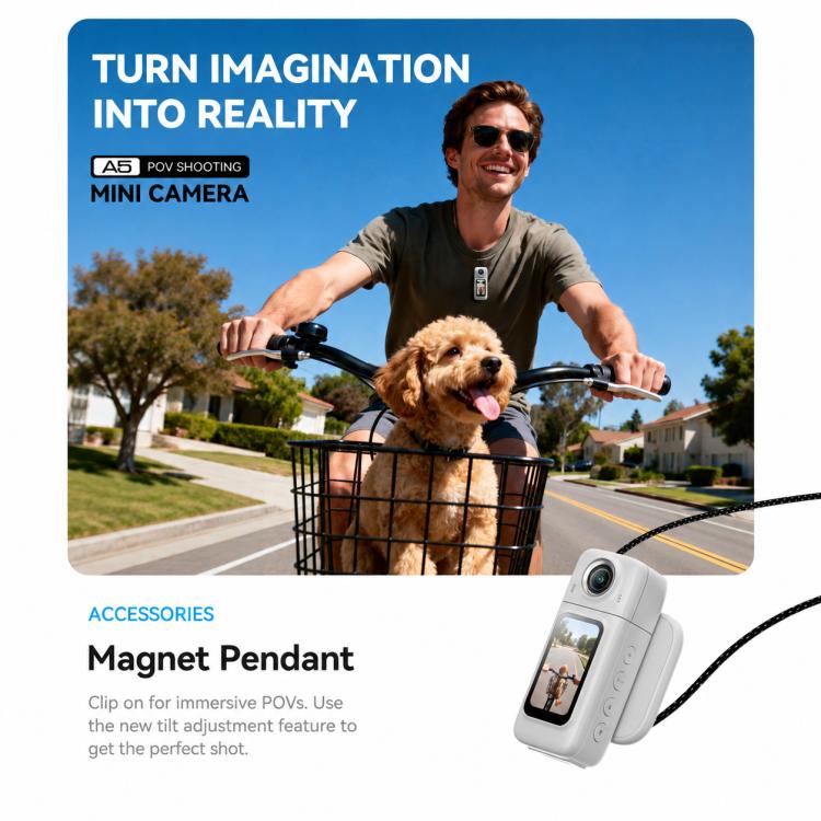 Action camera HD WiFi con schermo IPS da 1,47 pollici girevole magneticamente