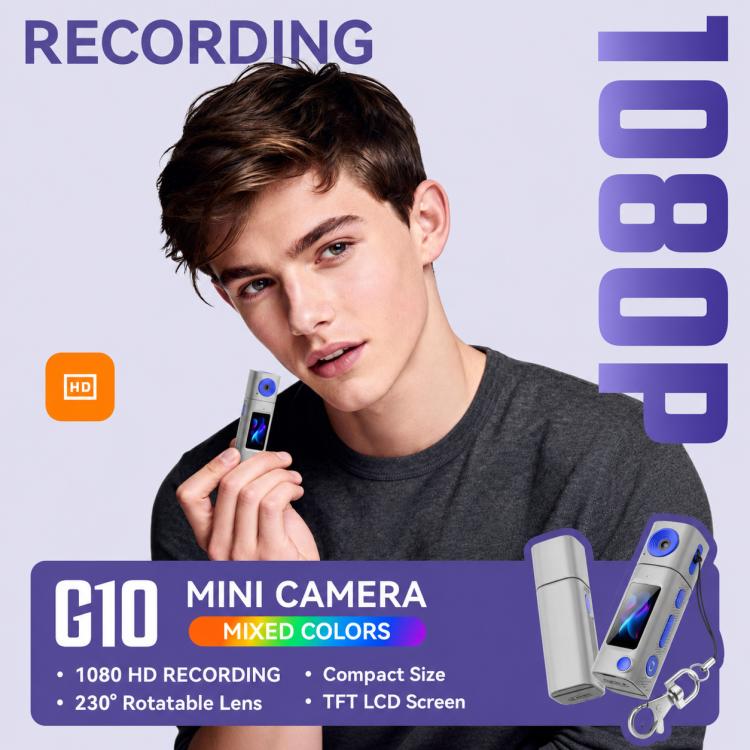 Mini fotocamera G10 con obiettivo girevole per esterni, risoluzione HD 1080P
