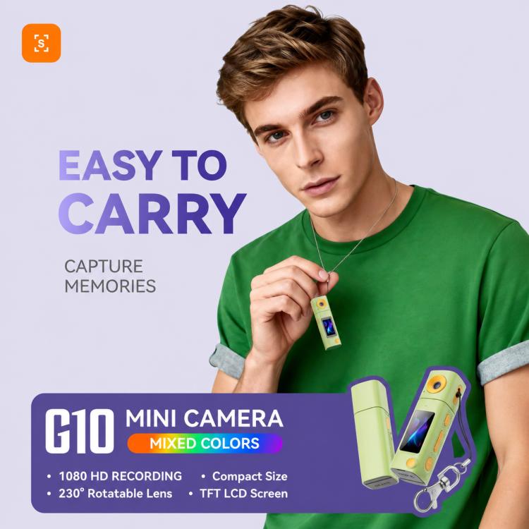 Mini fotocamera G10 con obiettivo girevole per esterni, risoluzione HD 1080P