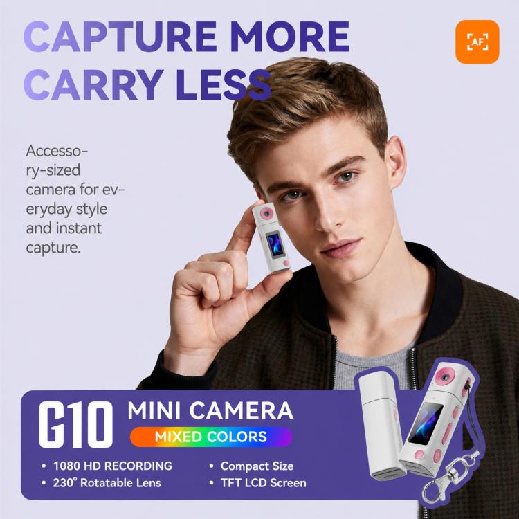 Mini fotocamera G10 con obiettivo girevole per esterni, risoluzione HD 1080P