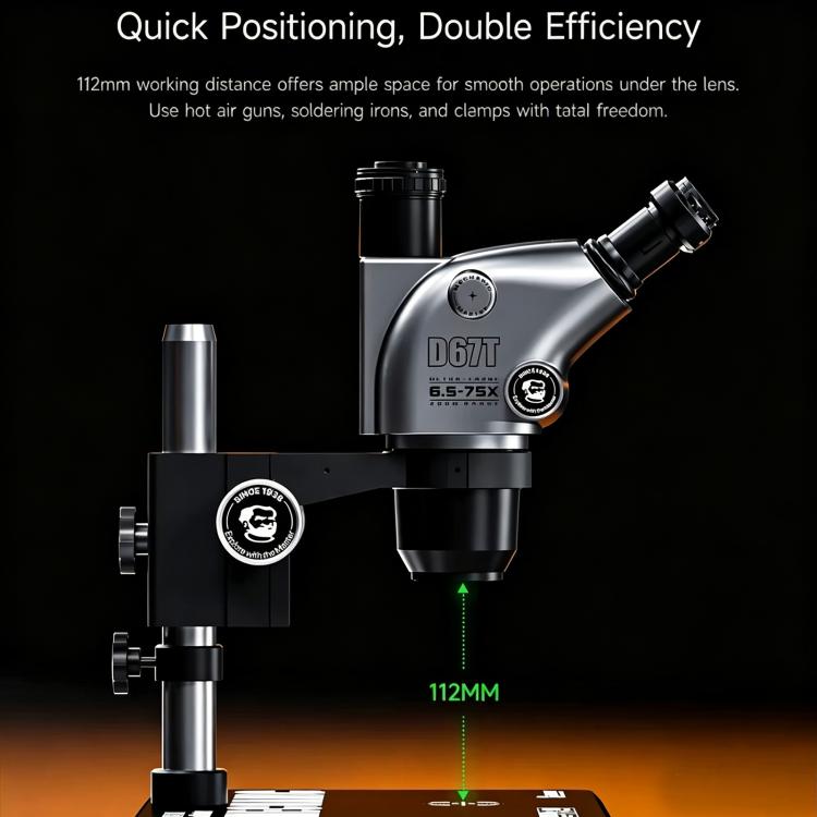 Microscopio stereoscopico trinoculare MECHANIC D67T-B11 con zoom ottico 6,5-75X