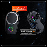 Supporto per auto con caricabatterie wireless magnetico da 15 W, girevole tramite touch screen, con raffreddamento integrato e luce RGB., T15
