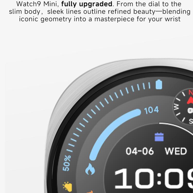Smartwatch W9 Mini da 1,29 pollici con schermo IPS rotondo, versione in lingua straniera e supporto per il test della glicemia.