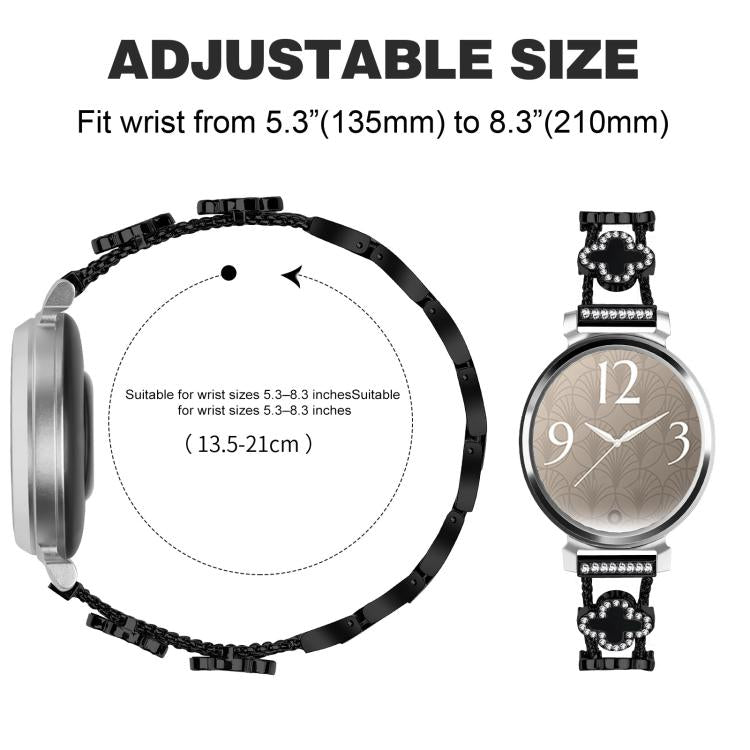 Cinturino per orologio xDfind con doppio quadrifoglio e diamanti in lega., For Garmin Lily 2