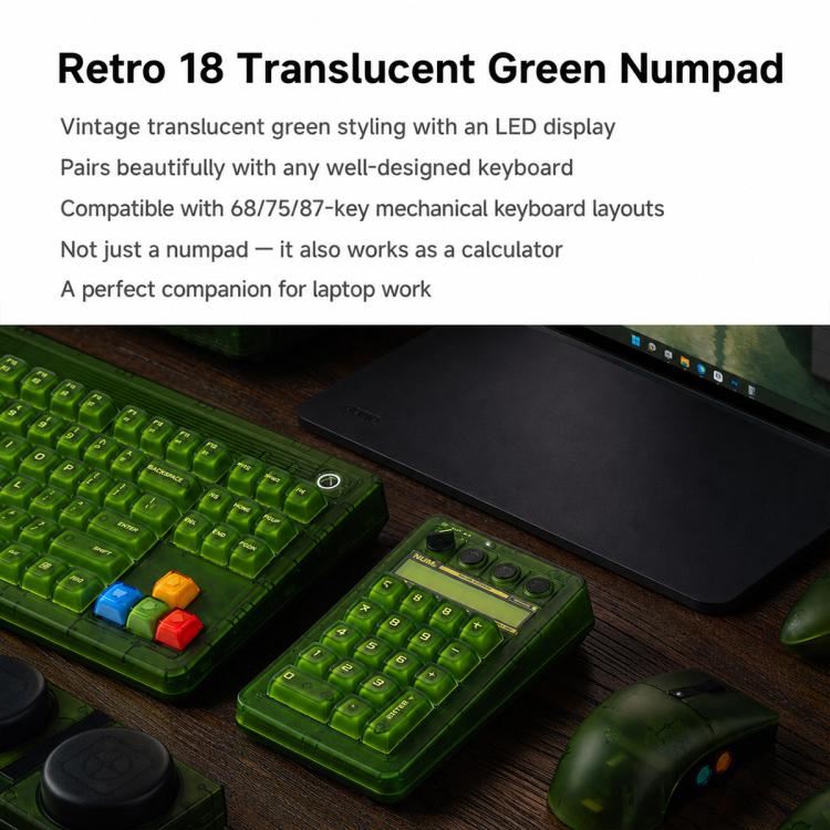 Tastierino numerico meccanico 2 in 1 8BitDo Retro18 Clear Green