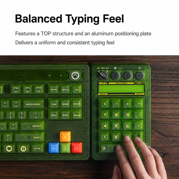 Tastierino numerico meccanico 2 in 1 8BitDo Retro18 Clear Green