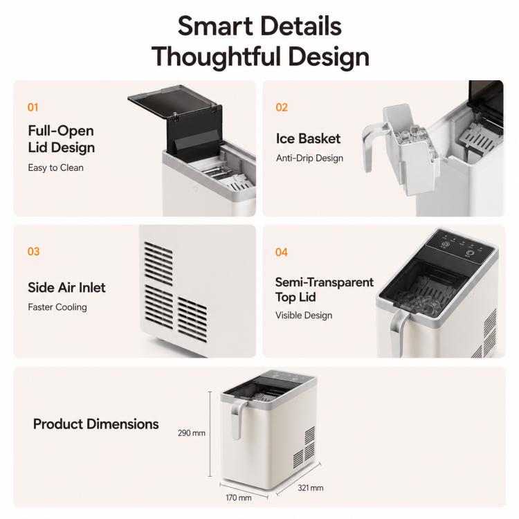 Mini fabbricatore di ghiaccio intelligente portatile completamente automatico a forma di proiettile, EU Plug, US Plug, UK Plug, AU Plug