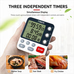 Timer da cucina YS-318 con conto alla rovescia a tre gruppi, funzione silenziosa e avviso luminoso lampeggiante., YS-318
