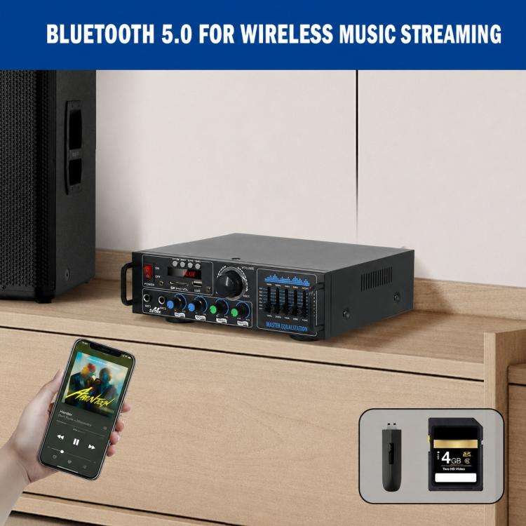 AV-016 Amplificatore Bluetooth ad alta potenza con display, EU Plug, US Plug, UK Plug