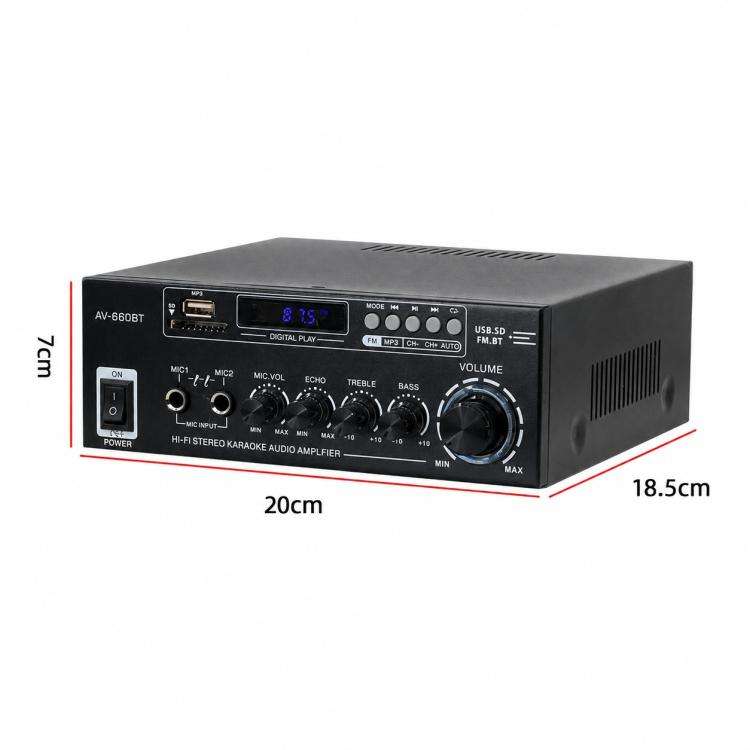 AV-660BT Amplificatore audio Bluetooth stereo per karaoke a 2 canali, EU Plug, US Plug, UK Plug
