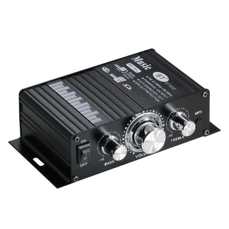 BT-888 Mini amplificatore Bluetooth 5.0 a 2 canali per uso domestico e in auto, No Adapter & BT, No Adapter Support BT, BT Version + US Plug, BT Version + EU Plug