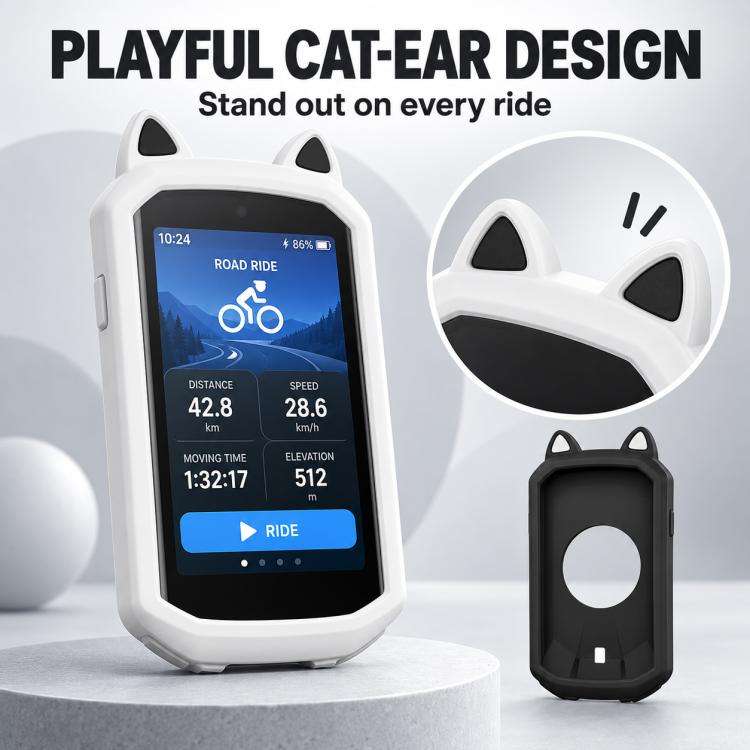 Copertura in silicone con orecchie di gatto per cronometro da bicicletta, For Garmin Edge 1050