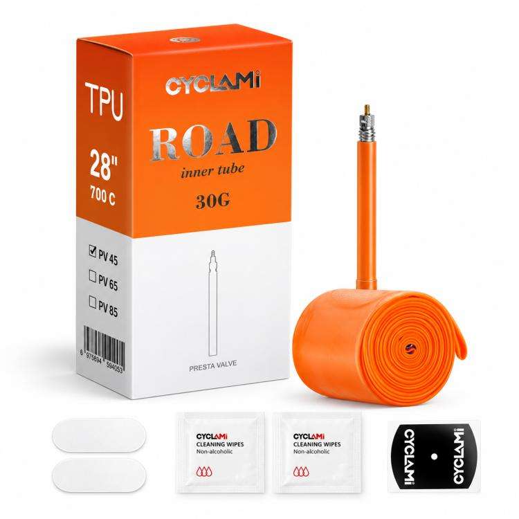 Camera d'aria per bicicletta CYCLAMi in TPU ultraleggera, 30g-Road-PV45mm, 30g-Road-PV65mm, 30g-Road-PV85mm, 46g-Gravel-PV45mm, 46g-Gravel-PV65mm