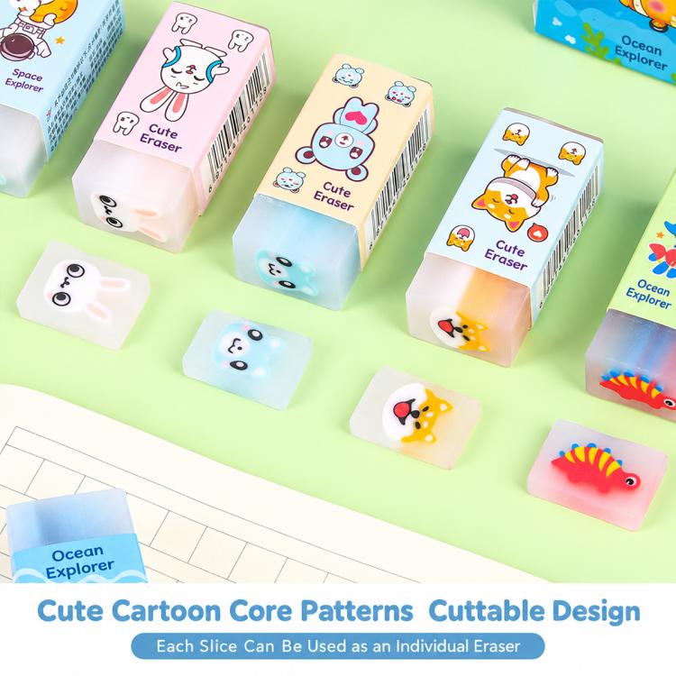 Confezione da 10 gomme da cancellare per bambini con disegni animati, gomme creative a forma di sandwich, articoli di cancelleria per studenti.