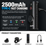 CYCLAMi AI1200 – Luce anteriore impermeabile per bicicletta, potente faro per uscite notturne, AI1200