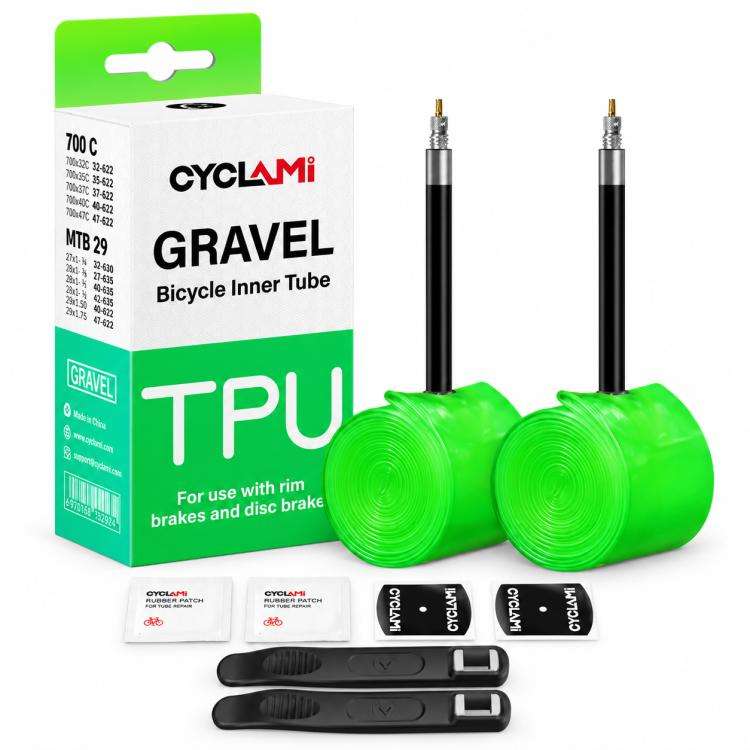 CYCLAMi 2 pezzi/confezione - Camera d'aria ultraleggera in TPU per bici gravel, 46g-FV45mm, 46g-FV65mm