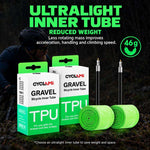 CYCLAMi 2 pezzi/confezione - Camera d'aria ultraleggera in TPU per bici gravel, 46g-FV45mm, 46g-FV65mm
